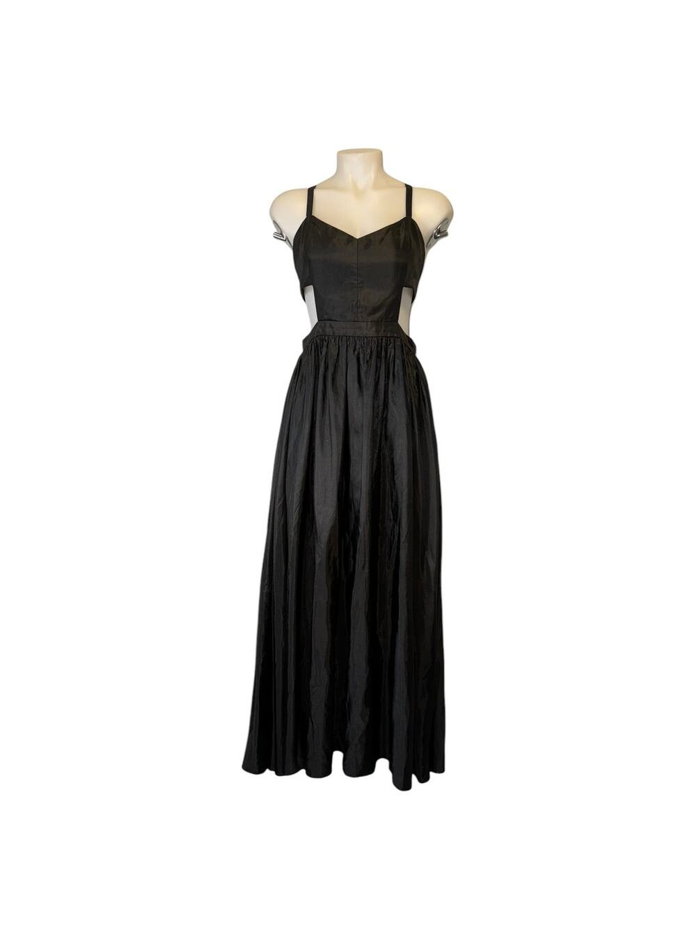 Fame & Partners Dakota Black Cutout Maxi Dress Sz 12 Backless Elegant